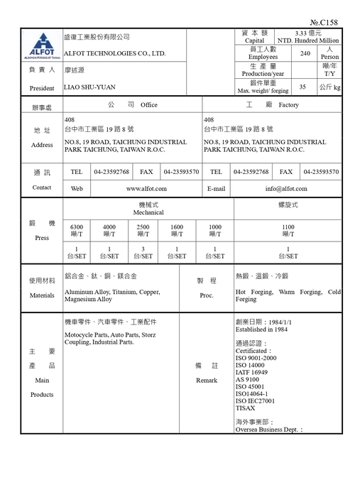 盛復工業股份有限公司產品圖