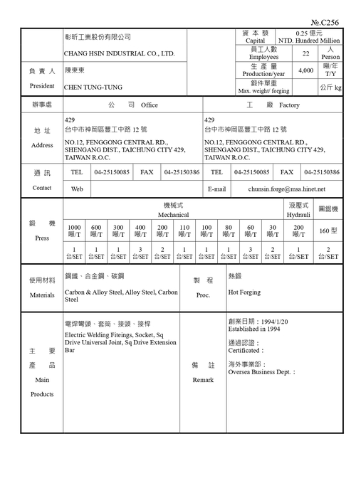 彰昕工業股份有限公司產品圖