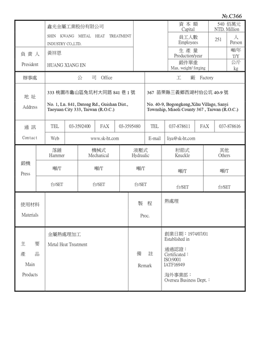 鑫光金屬工業股份有限公司產品圖