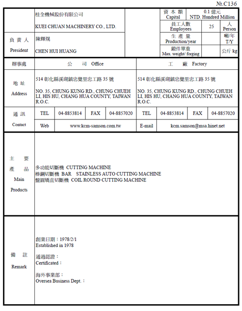 桂全機械股份有限公司產品圖