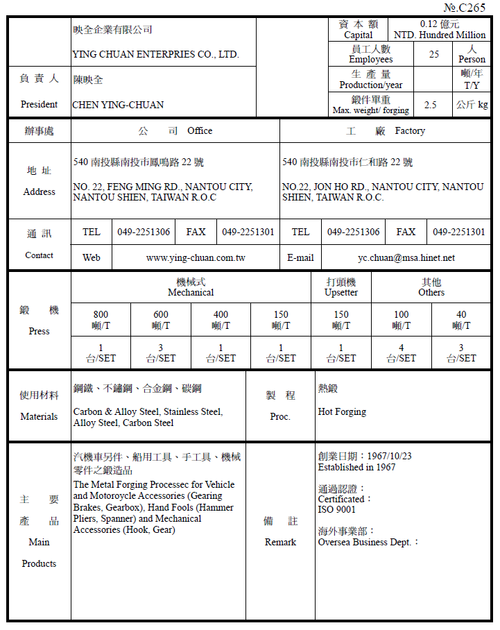 映全企業有限公司產品圖